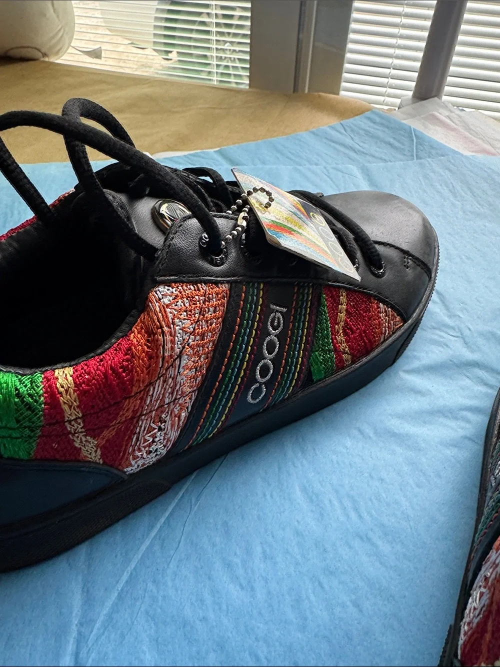 COOGI NWT Black Sneakers with Multicolor Woven Panels